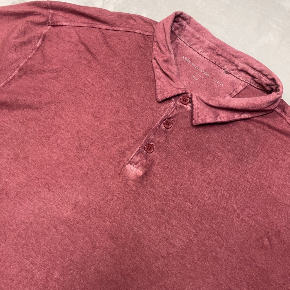 John Varvatos USA Burnout Polo Shirt Men's 2XL Red Lightweight Cotton